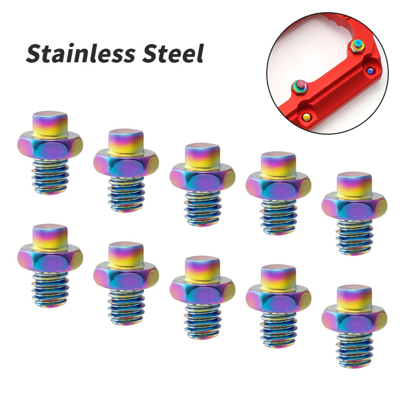MUQZI 10pcs MTB Pedal Bolts M4 Pedal Screws Stainless steel Aluminum Alloy Titanium alloy Anti-skid Pedal Pin Bike Parts: Navy Blue