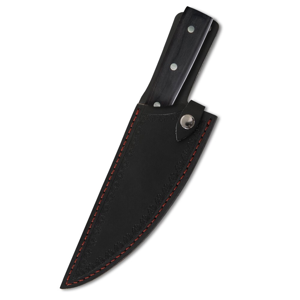 Xyj 8 '' køkken kokke knive håndlavede smedet fuld tang højkulstof beklædt stål slagter kløver kød santoku kniv skedebetræk: En .8 kok med overtræk