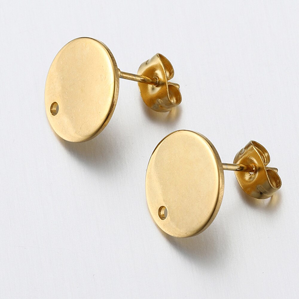 10 Uds. De pendientes dorados de acero inoxidable con forma de corazón de amor para pendientes DIY, Base para hacer joyas, accesorios de componentes con dijes colgantes con agujeros