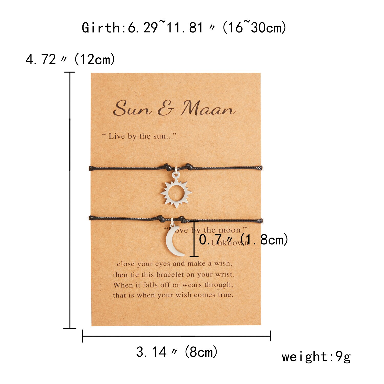 2 Stks/set Zon Maan Paar Armband Set Rvs Charm Handgemaakte Touw Verstelbare Armbanden Voor Vrouwen Vriendschap Sieraden: Style-3