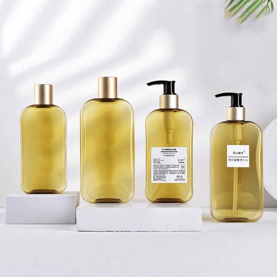 250/350Ml Vierkante Vorm Zeep Hervulbare Fles Handpers Lege Reizen Draagbare Dispenser Olie Douchegel Lotion Opslag fles