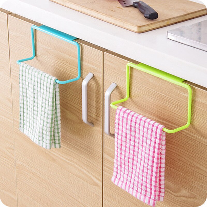 1Pcs Plastic Opknoping Houder Handdoekenrek Multifunctionele Kast Kastdeur Terug Keuken Accessoires Thuis Opslag Organisator