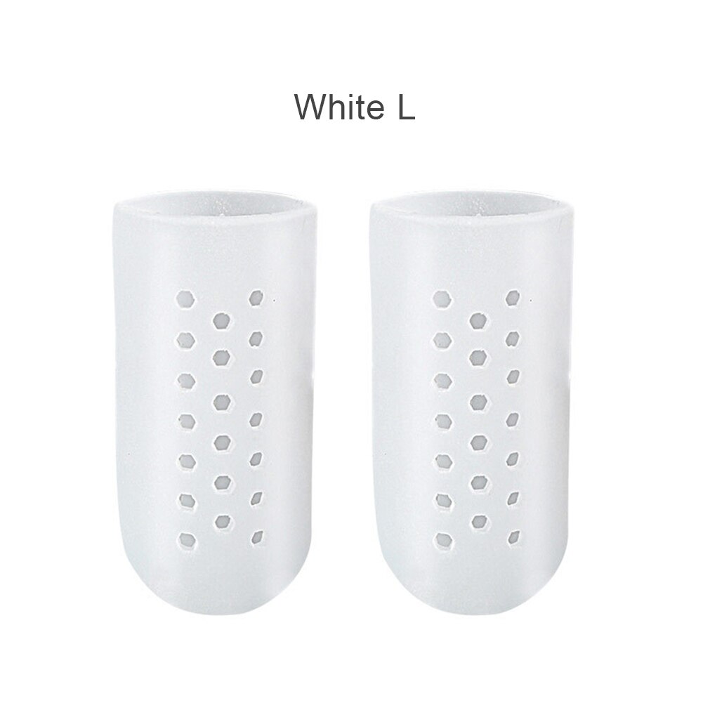 Protector de dedo gordo del pie, Protector de silicona suave y transpirable para el cuidado del pulgar, callos para pies, ampollas, funda para dedos, 2 piezas: White L