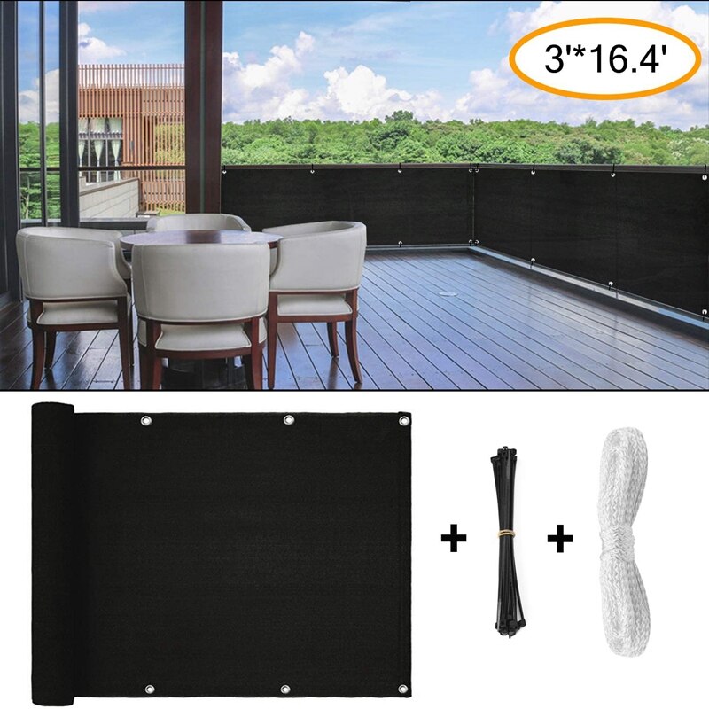 Balcony Privacy Sn Wind Breaker Garden Sn for UV, Sun & Wind Protection PE Outdoor Sn Black 90X500cm