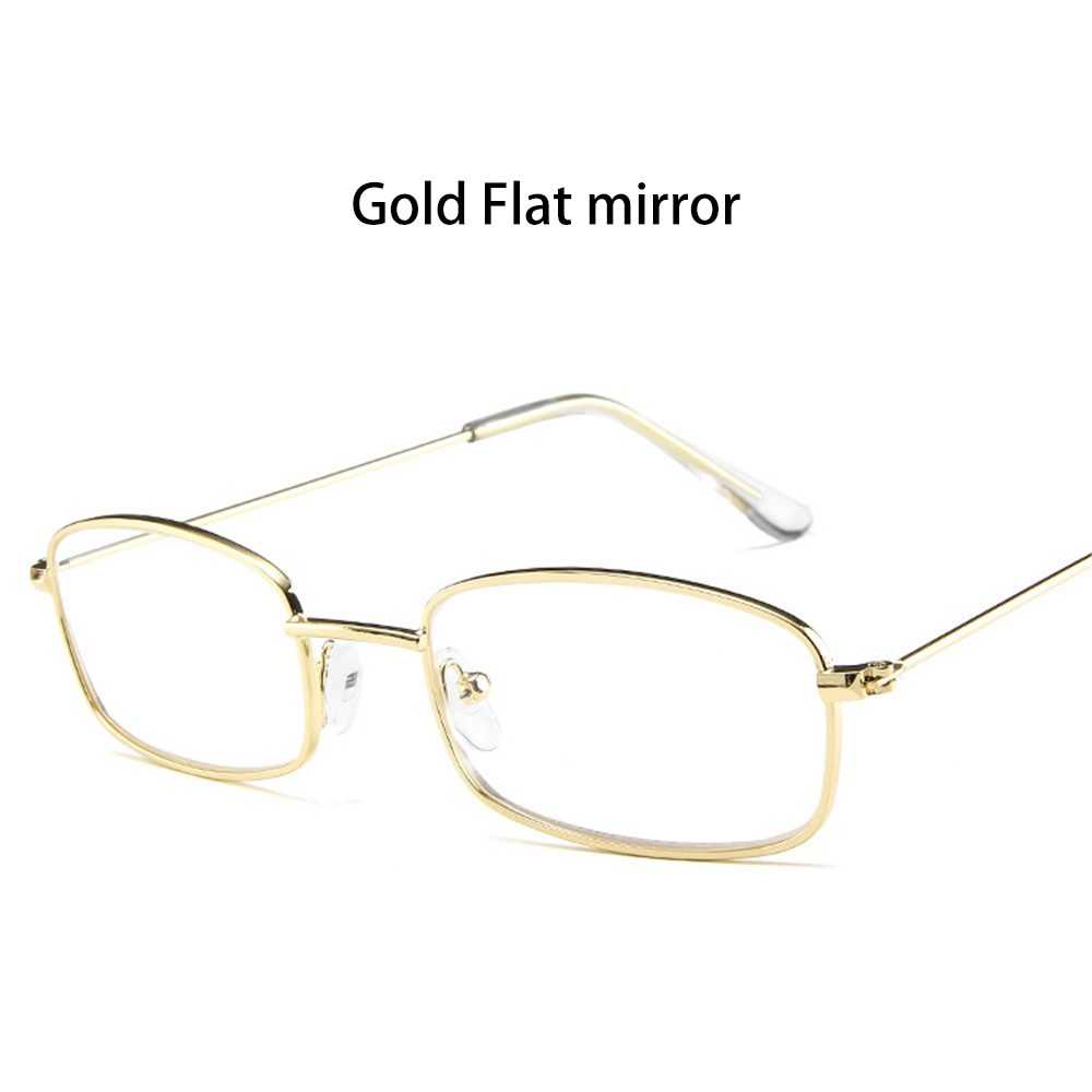 1 paire métal cadre Rectangle lunettes de soleil rétro nuances UV400 lunettes pour hommes femmes été lunettes quotidien conduite lunettes: Gold Flat Mirror