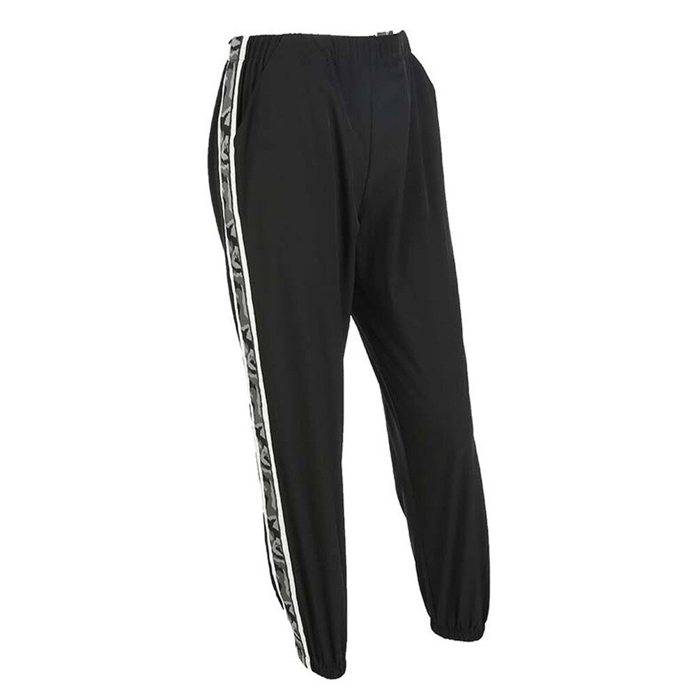 Vrouwen Camouflage Band Patchwork Broek Zwarte Brede Workout Been Potlood Broek 3.18