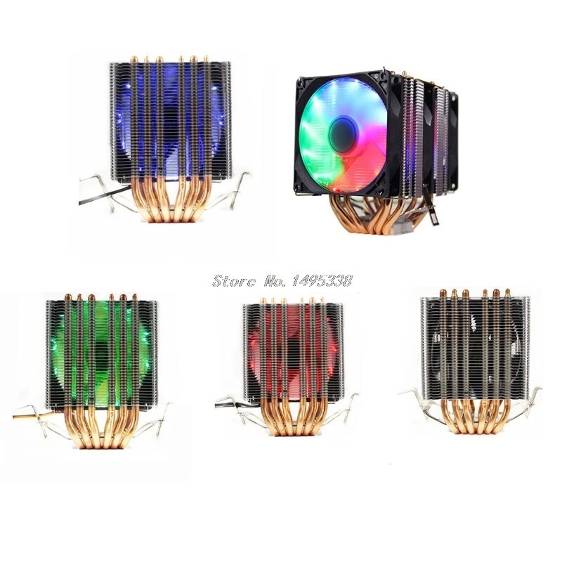 CPU Cooler 6 Heat-Pipes Dual-Tower Cooling 9cm RGB Fan Support 3 Fans 3PIN CPU Cooling Fan For Intel and For AMD