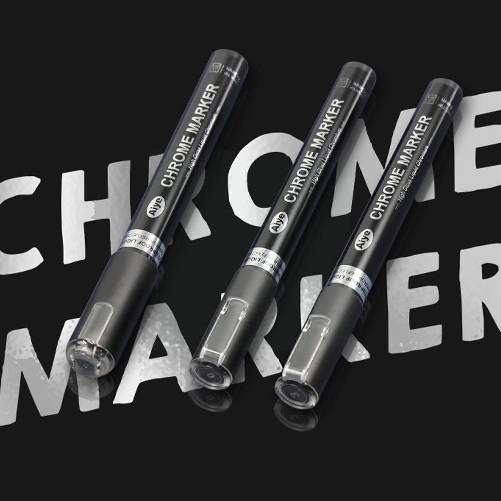 Mirror Pen Chrome-plated Marker Pen Reflective Paint Silver Highlight Liquid Plastic Marker Model Mirror Diy Electroplating D2L8
