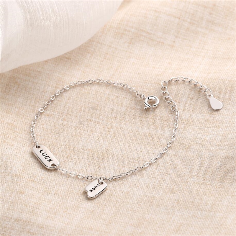 Sole Memory Luck Letters Cool 925 Sterling Silver Female Resizable Bracelets SBR262