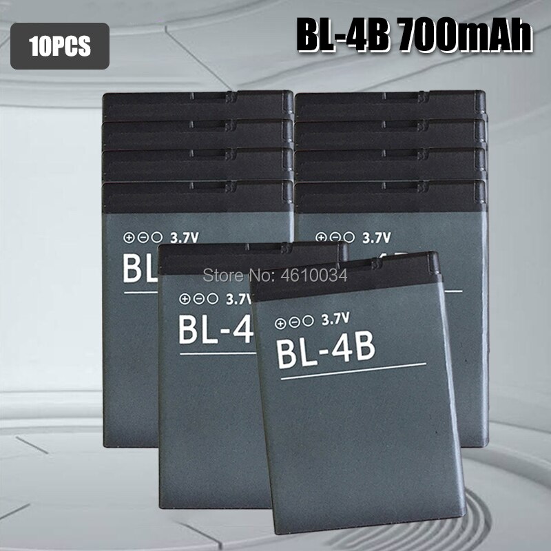 Batería de BL-4B Original para NOKIA, 2505, 3606, 3608, 2670, 2660, 2630, 5000, 6111, 7070, 7088, 7370 mAh: 10pcs
