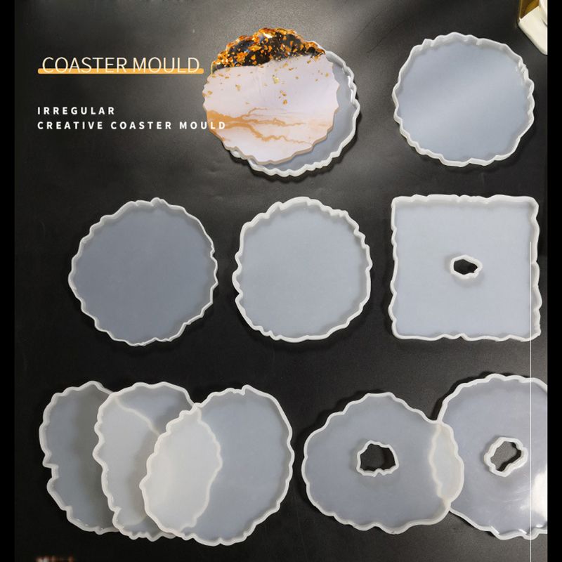 Moldes de resina de posavasos de silicona con forma de onda redonda Irregular de 11 Uds para hacer manualidades, moldes de posavasos de resina para manualidades artísticas