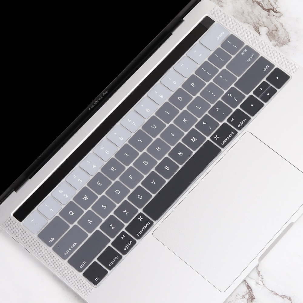 Ons Gradiënt Kleurrijke Silicone Toetsenbord Cover Skin Voor Macbook Pro 13 15 Inch Touch Bar A2159 A1989 A1990 Toetsenbord protector: Gradient Gray