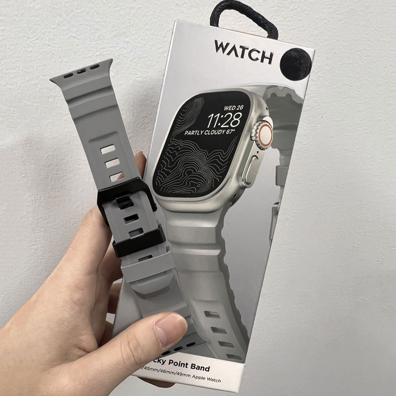 Silikonrem sportsarmbånd til iwatch ultra 2 apple watch 10/9/8/1/2/3/4/5/6/7 46mm 49mm 45mm til watch 41 44 40 38 42mm: Blå hvit / 14mm