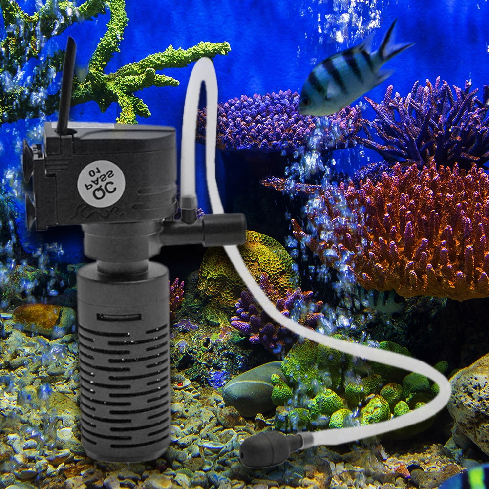 Mini Filtro de tanque de peces multifuncional 220V 3W 3 en 1, purificador de agua sumergible de oxígeno para acuario, filtro de tanque acuario