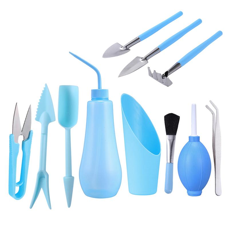 1 Set of 11pcs Mini Garden Hand Tools Garden Plant Succulent Tools Kit (Pink): Blue