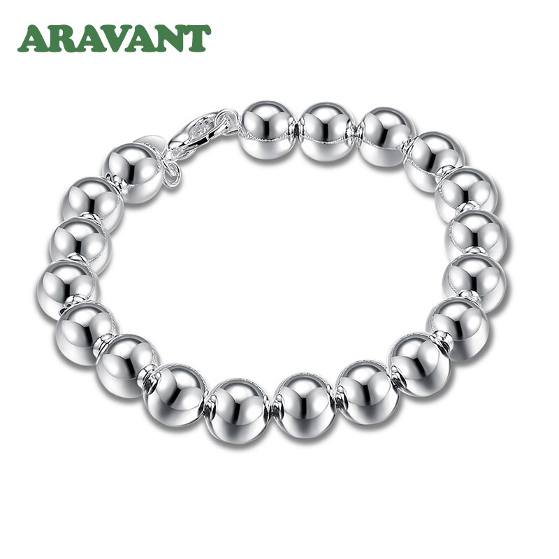 925 Silver Bead Chain Bracelet For Women Silver Jewelry Accessories Wide 4mm 6mm 8mm 10mm