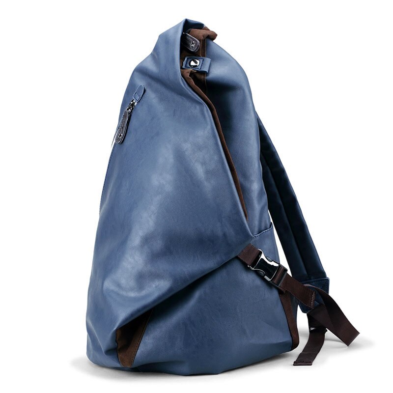 ブランドメンズソフト pu レザー旅行カジュアル男性デイパック革 Travle バックパック mochila 黒ランドセル: Blue