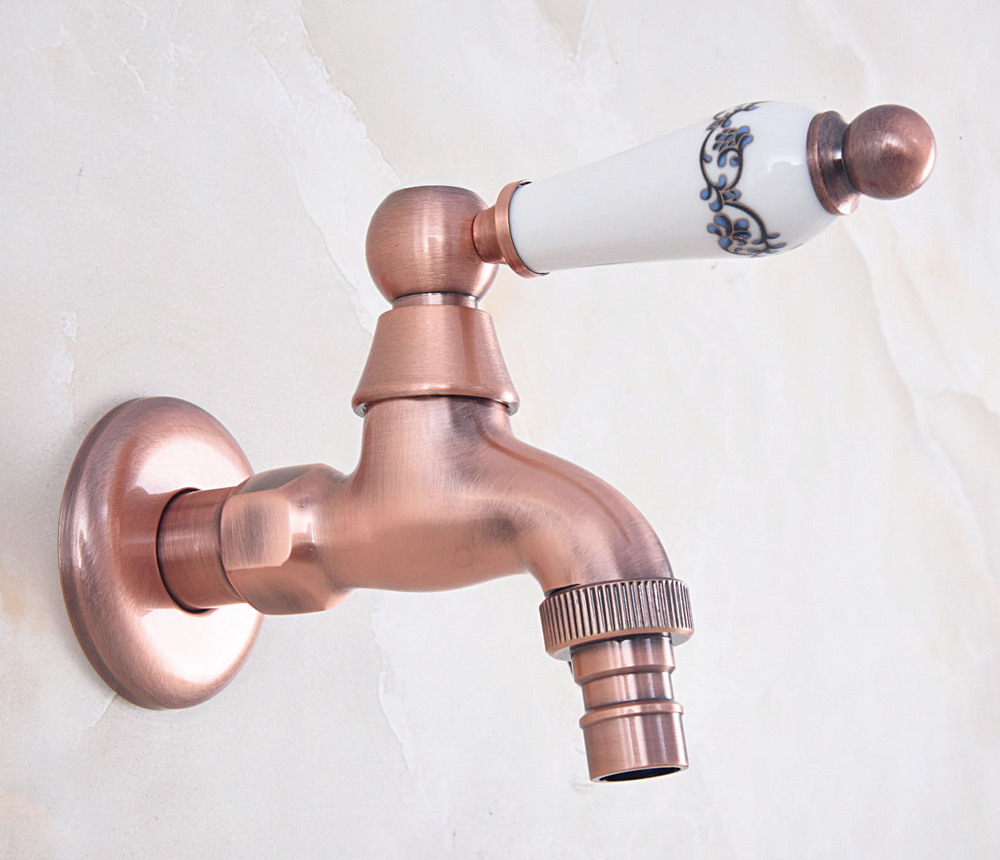 Antique Red Copper Outdoor Faucet Garden Water Tap / Washing machine Faucet / Laundry Sink Cold Water Tap Bidcock Faucet Bav332