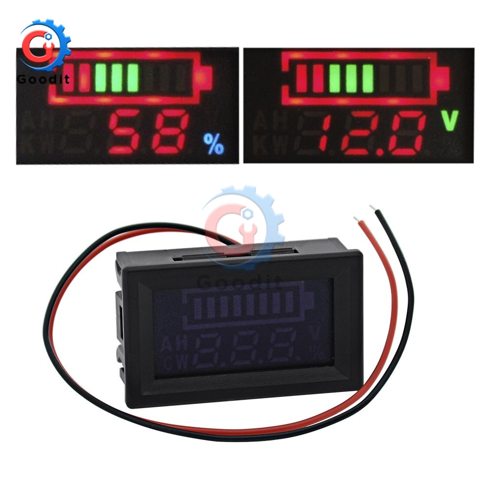 12V Car Lead Acid Battery Charge Level Indicator Battery Tester Lithium Battery Capacity Meter LED Tester Voltmeter Dual Display