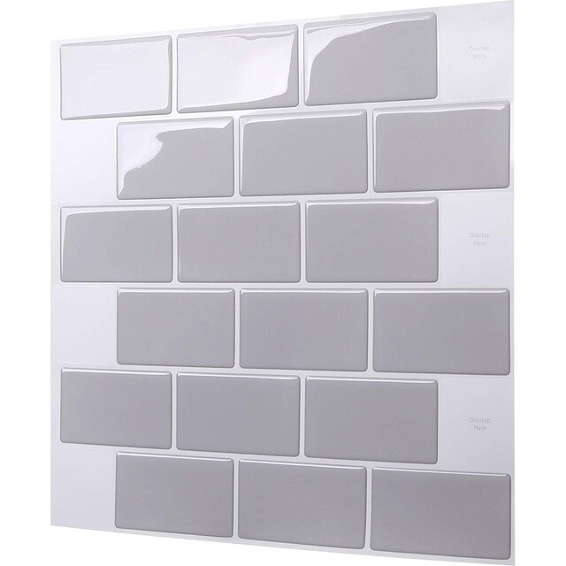 Mozaïek Behang Sticker Zelfklevende 3D Tegel Baksteen Badkamer Decor Peel Stick Tegel Voor Keuken Backsplash 30.5Cm/12in: Grijs