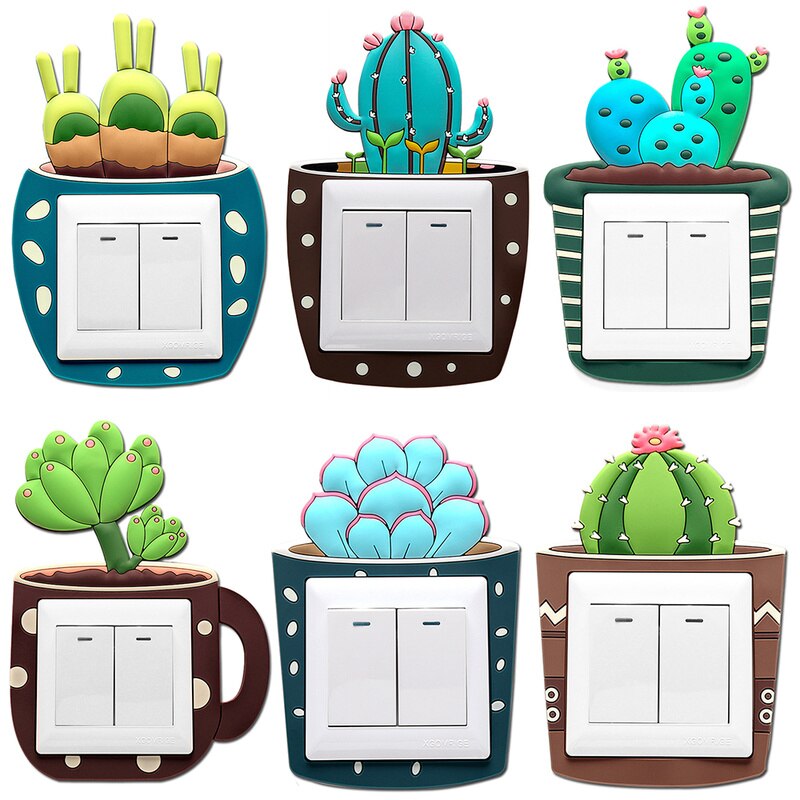 Cartoon 3D Luminous on-off Night Light Switch Outlet Wall Stickers for Kids Home Bedroom Living Room Decor House Decorations