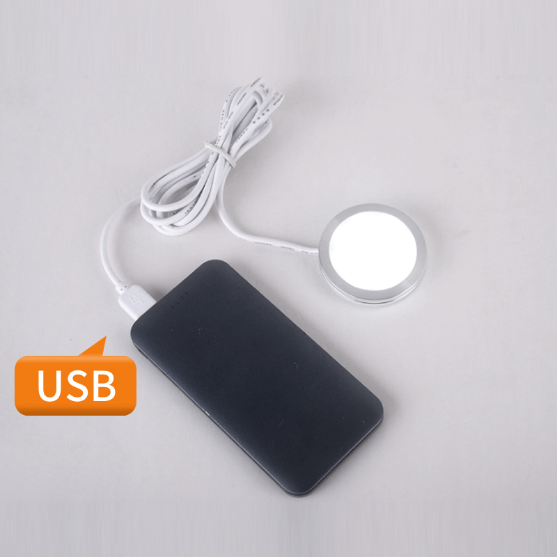 USB 5V LED Strahler 3W Ultradünne Schrank-Minilampe mit Schalter-Anzeige, Schmuck-Deckenstrahler mit 3M-Aufkleber für Höhle Innenbereich