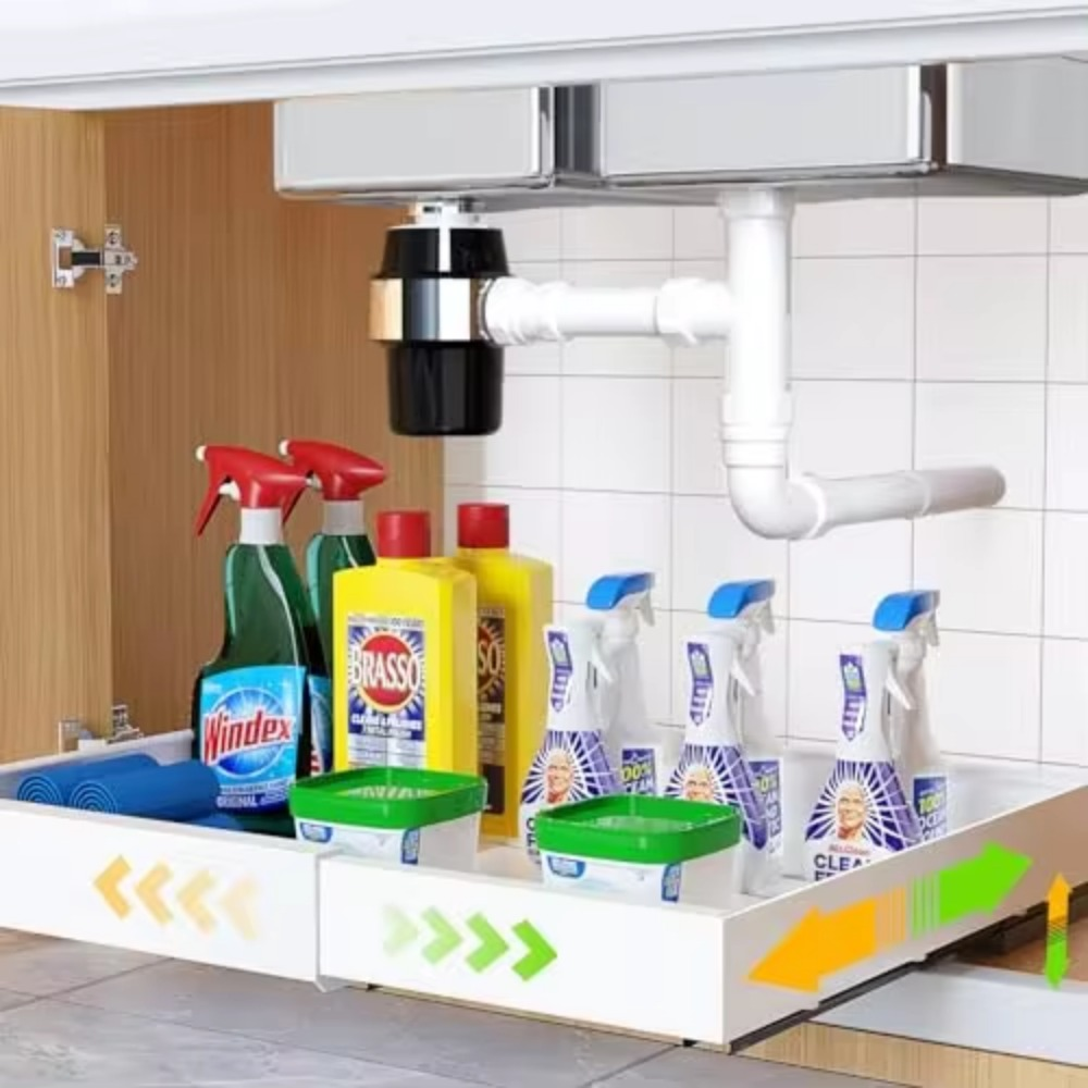 Verstelbare Uittrekbare Kast Opbergrek Schuift Kasten Laden Voor Keukengebruik Niet Ponsen Uittrekbare Glijbaan Opbergrekken