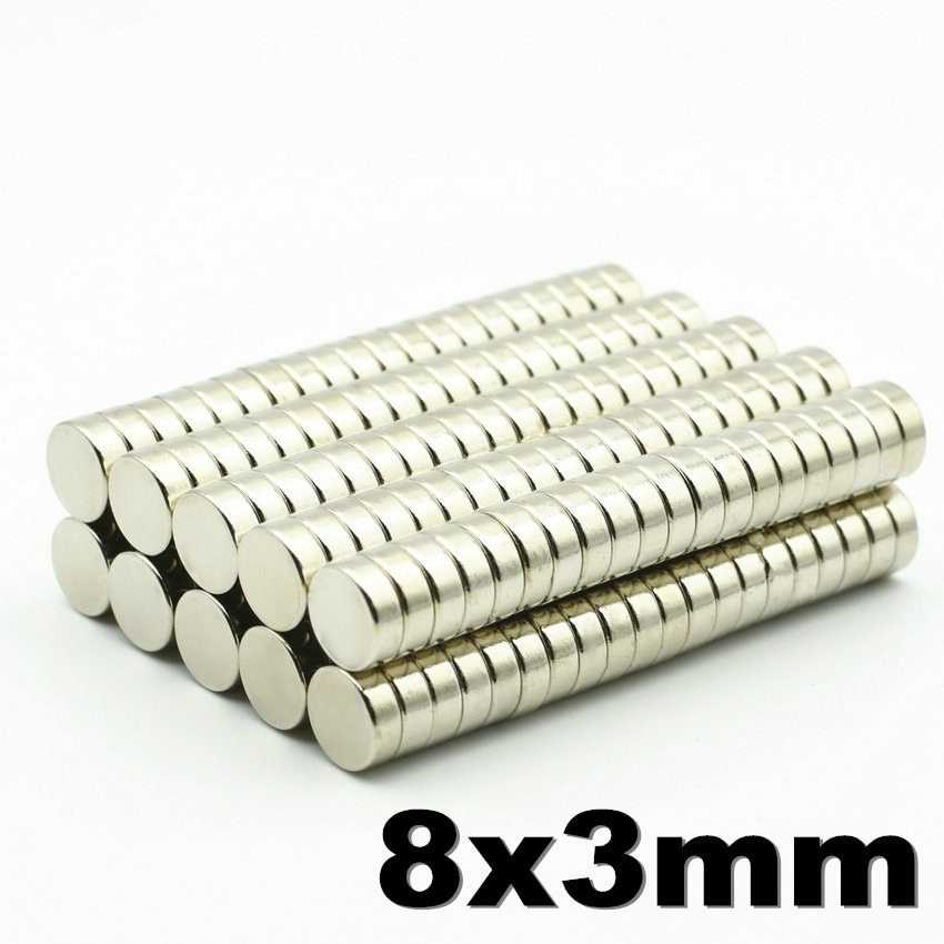 100 Pcs 8X3 Sterke Neodymium Magneet Permanente N35 Ndfeb Super Krachtige Kleine Ronde Magnetische Magneten Disc 8mm X 3 Mm