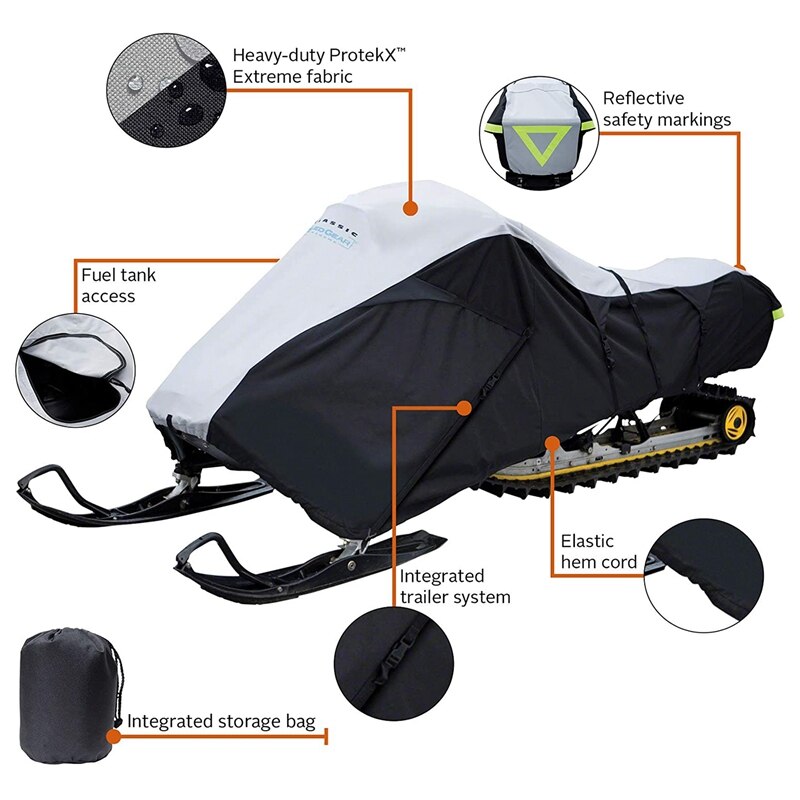 Universal Trailerable Snowmobile Cover Waterproof Snow Cover for Polaris, Yamaha, Arctic Cat 130 X 51 X 48 inch