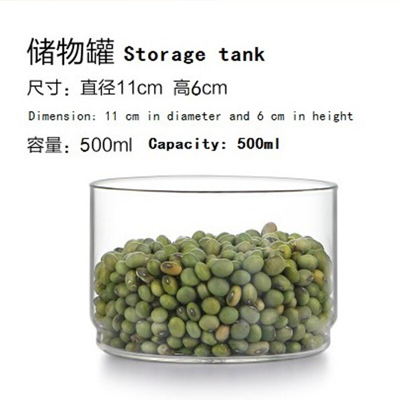 1200 ml 3-layer glass can kitchen food bulk container set for spice dry fruit storage tank salad bowl box