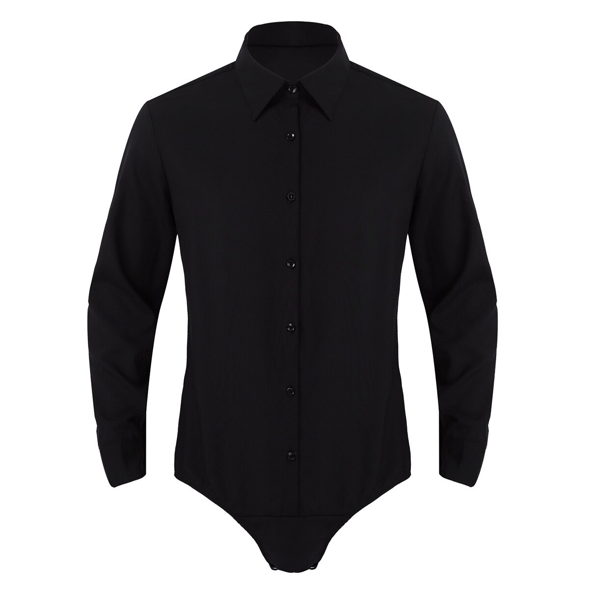 Adultes hommes une-pièce col rabattu manches longues bouton vers le bas couleur unie décontracté body chemise hauts pour rencontres fête formelle
