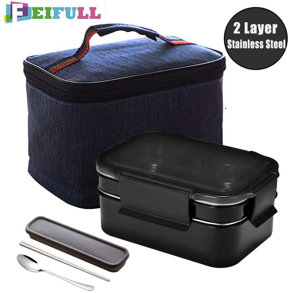Lunchbox 2 lagen 304 roestvrijstalen thermo bento box voedselcontainer kantoormedewerker lunchbox kinderen bento box verwarmde lunchbox