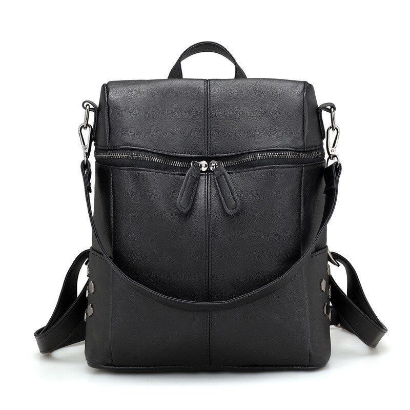 Herold frauen PU Leder Rucksack Schule Taschen Für Teenager Mädchen Große Kapazität Rucksack Laptop Tasche: Schwarz