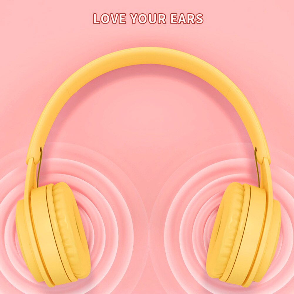 Barn bluetooth 5.0 trådlöst headset justerbart hopfällbart stereo over-ear headset hörlurar hifi musikspelare med mikrofon