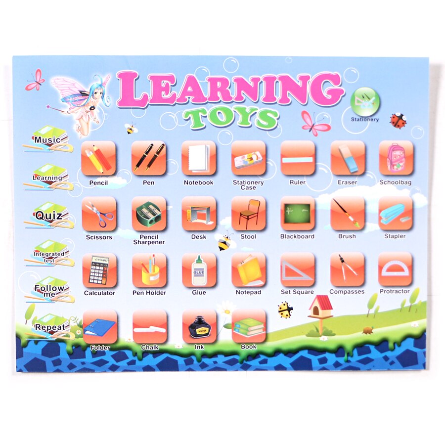 Learning Toys English Language Learning Machine Toy Pad Tablet 11 Function Letters Word Math and Music With Light Toy Computer