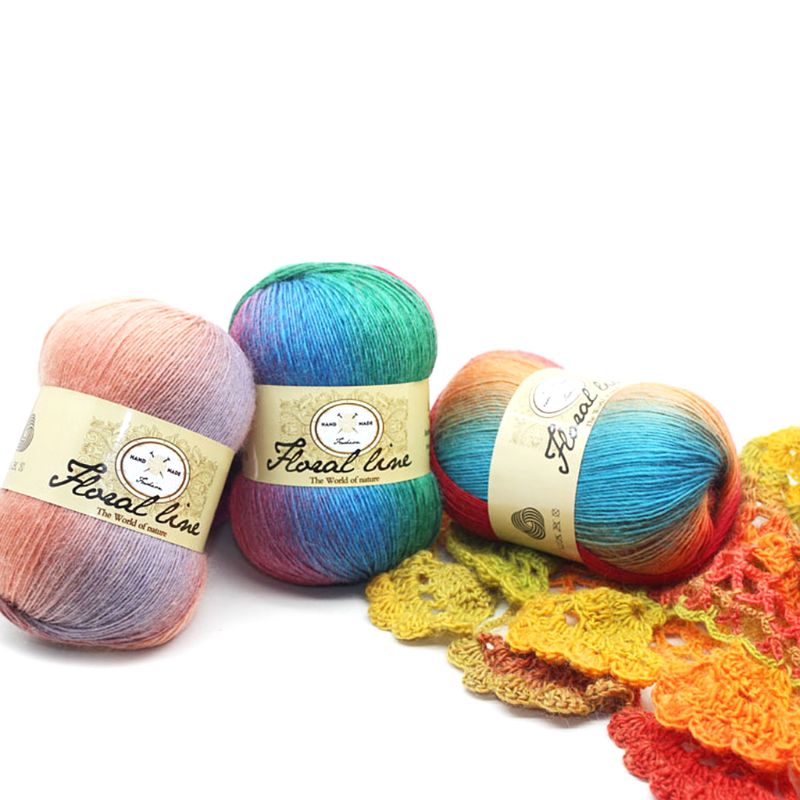 Weichen Kammgarn Garn Regenbogen Gradienten Farben DIY Baby Stricken Wolle Schal Schal Häkeln Gewinde Liefert