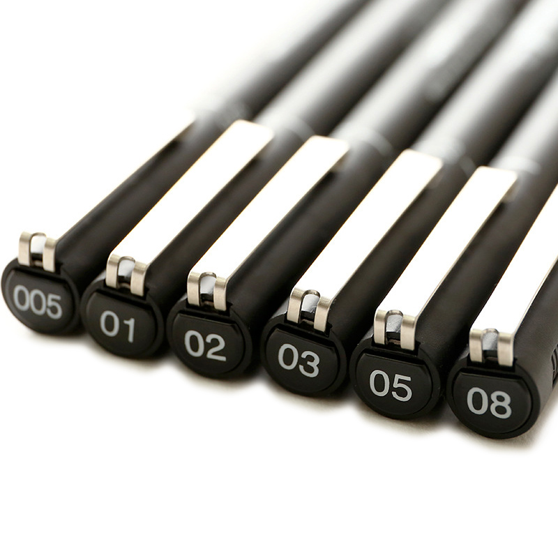 6pcs/lot Pin Drawing Pen Fineliner Ultra Fine Line Art Marker Black Ink 005 01 02 03 05 08 Micron Drawing Pen Office School Set