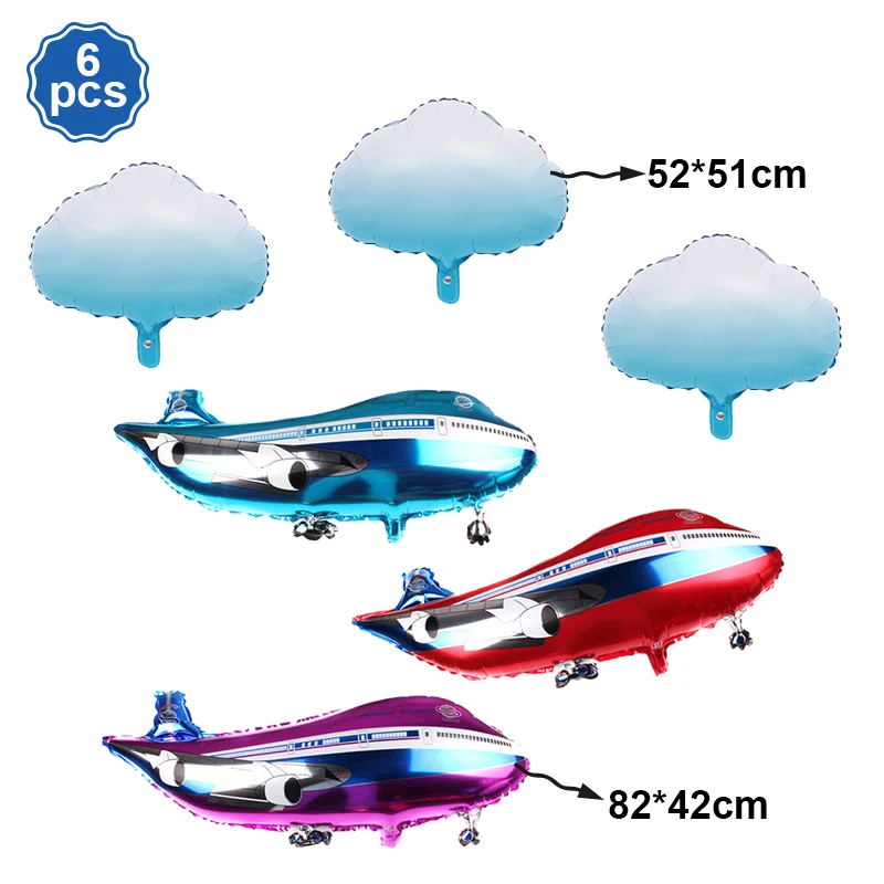 Airplane Foil Balloon Set 32in Number Balloons Banner Kids Boys Girls Airplane Birthday Decorations Aviator Baby Shower Supplies: Light Grey