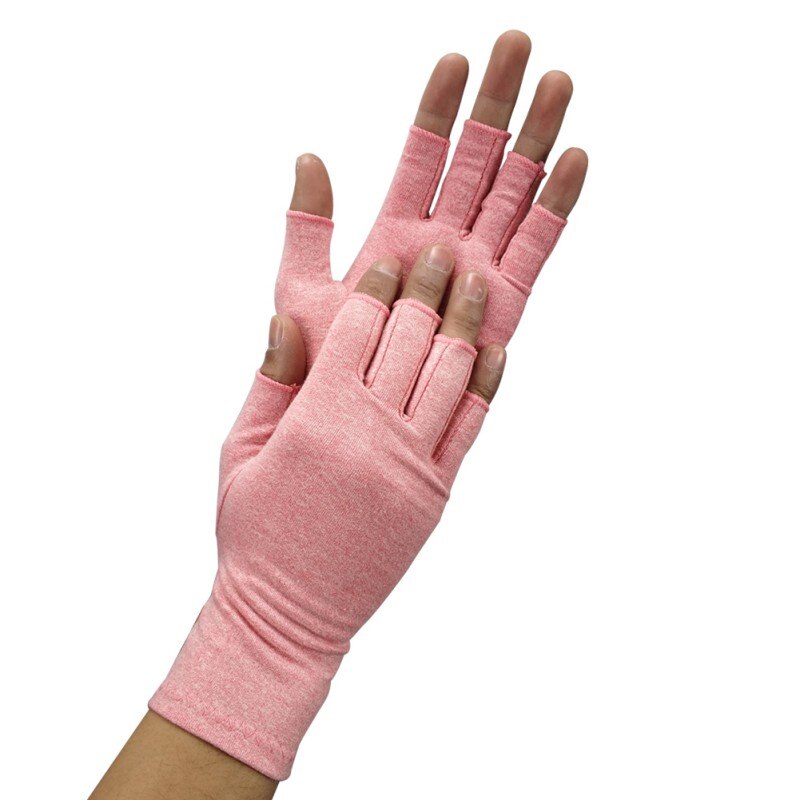 1 par luvas de compressão metade dedo luvas leve respirável térmico (artrite) recuperação inverno handwear