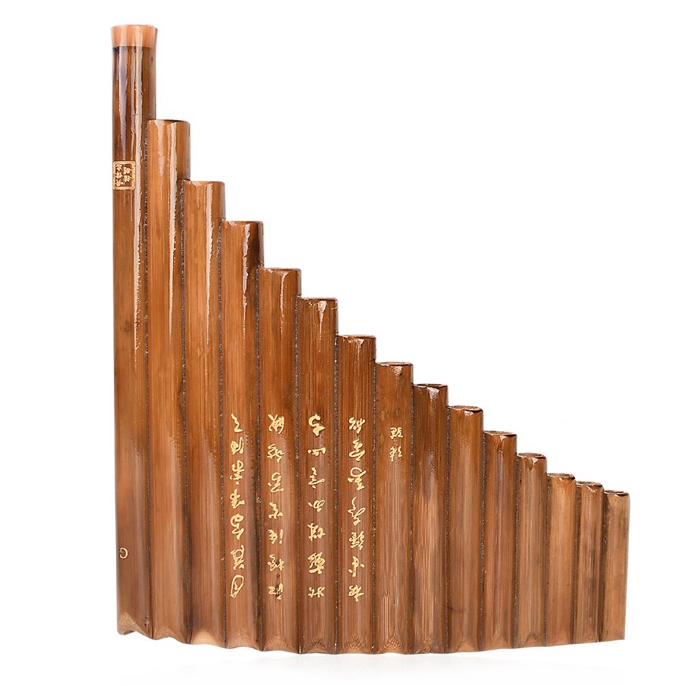 15 Pipes Musical Instrument Beginners Students Natural Bamboo Wind Instrument Bamboo Panpipe G Key with Carry Bags