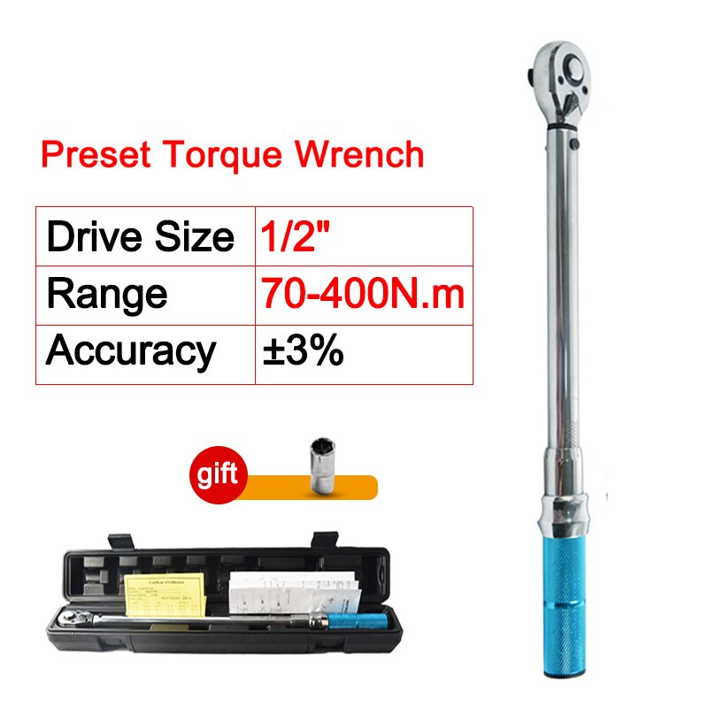 Preset Torque Wrench chrome Hand Spanner Ratchet Wrench small range changeable head 1/2"110Nm 150N.m 210N.m 350N.m 400N.m 450N.m
