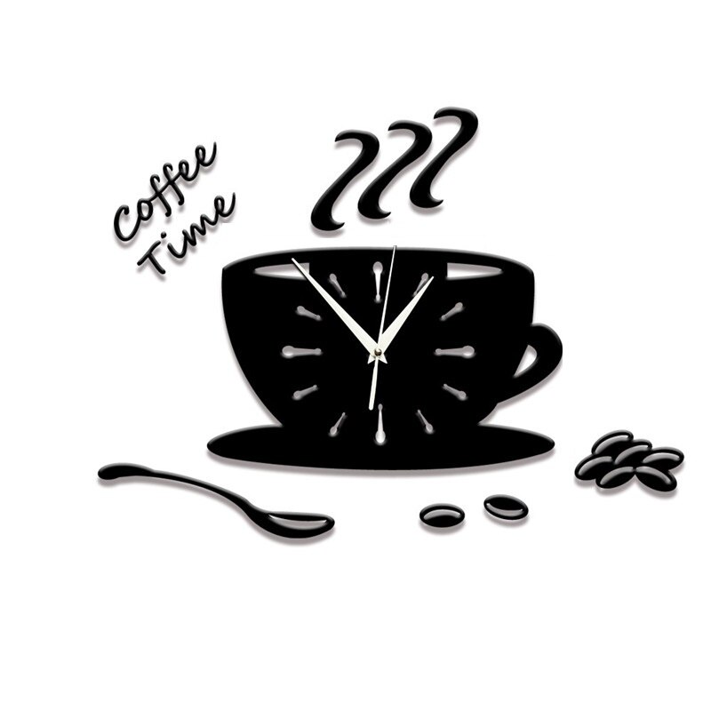 3D Acrylic Teapot Wall-Clock Coffee Cup Spoon Deco... – Grandado