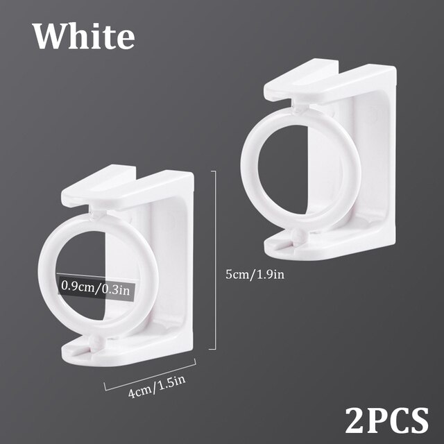Draaibare Gordijn Staaf Beugel Zelfklevende Douchegordijn Staaf Houder Ring Telescopische Staaf Hanger Hoek Pole Ring Voor Badkamer: WHITE