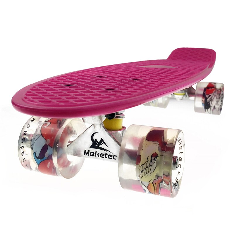 Skateboard Fishboard Longboard Mini Cruiser Four-wheel LED Flashing Scooter Board Plastic Aluminum Bracket Street Outdoor Sports: pink