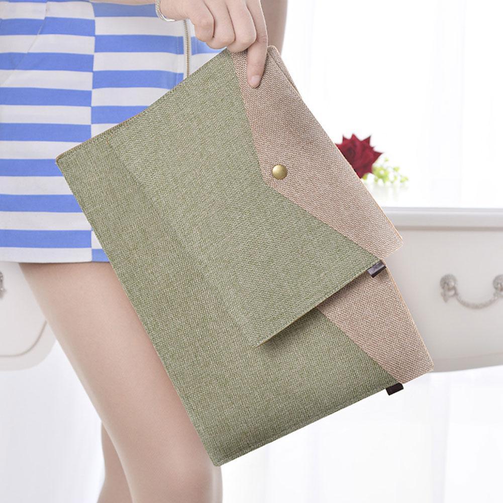 Vividcraft A4 A5 2 Sizes Simple Imitation Linen Stationery File Portfolio Bag Office Bag Study Folder Canvas Felt P8O6