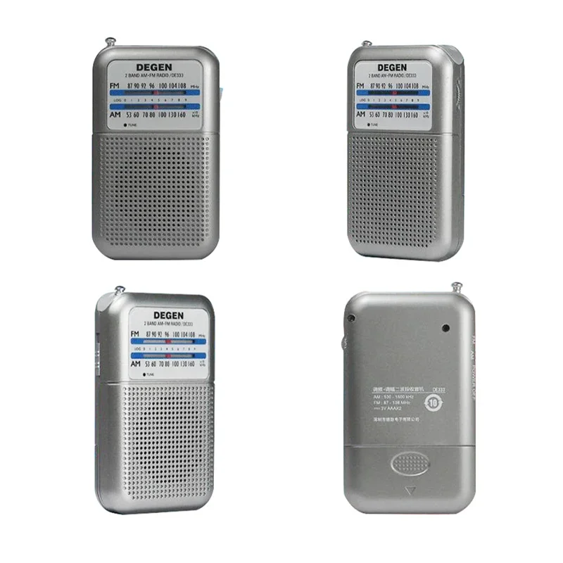Degen Radio DE333 AM/FM Receiver Portable Mini Handle Portable Pocket Size Two Band FM Radio Recorder High Sensitivity Radio