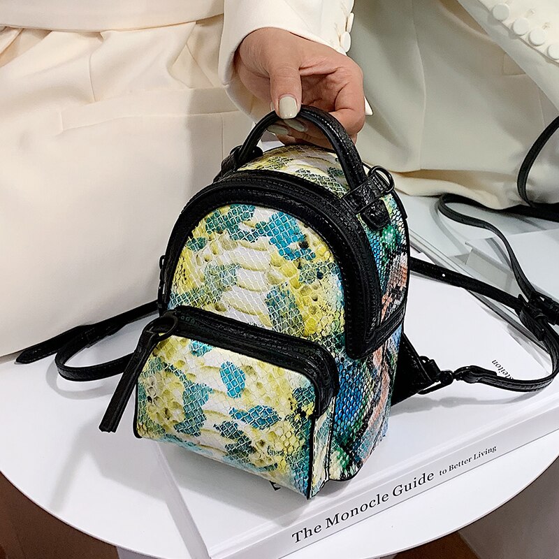 Kleine Schule Rucksäcke Stil Preppy Rucksack neue high PU leder Mini-Zurück Pack Serpentin schulter tasche