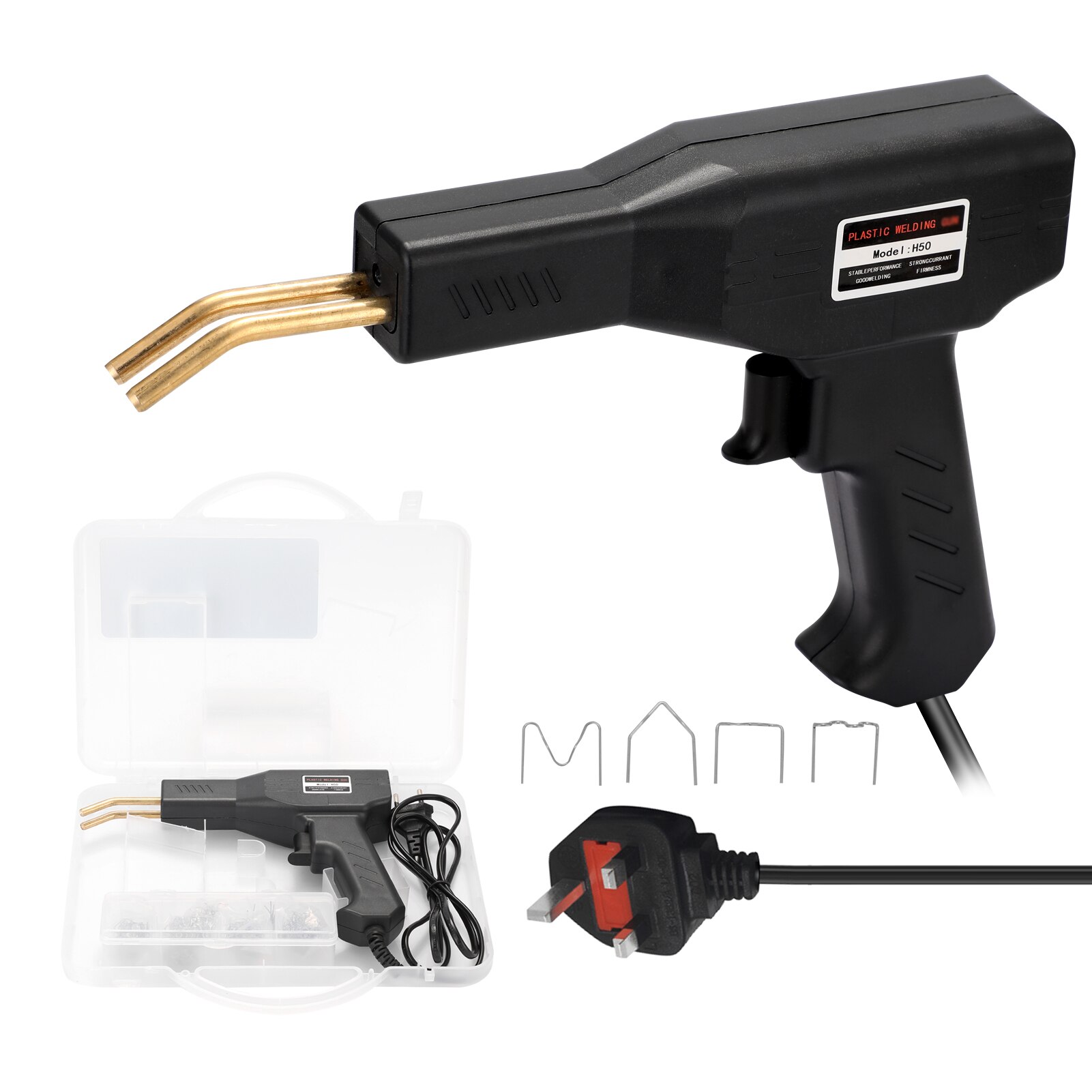 Máquina de soldar plástico, pistola e acessórios de soldar plástico, para recuperação de para-choques e reparos de peças plásticas: UK Plug