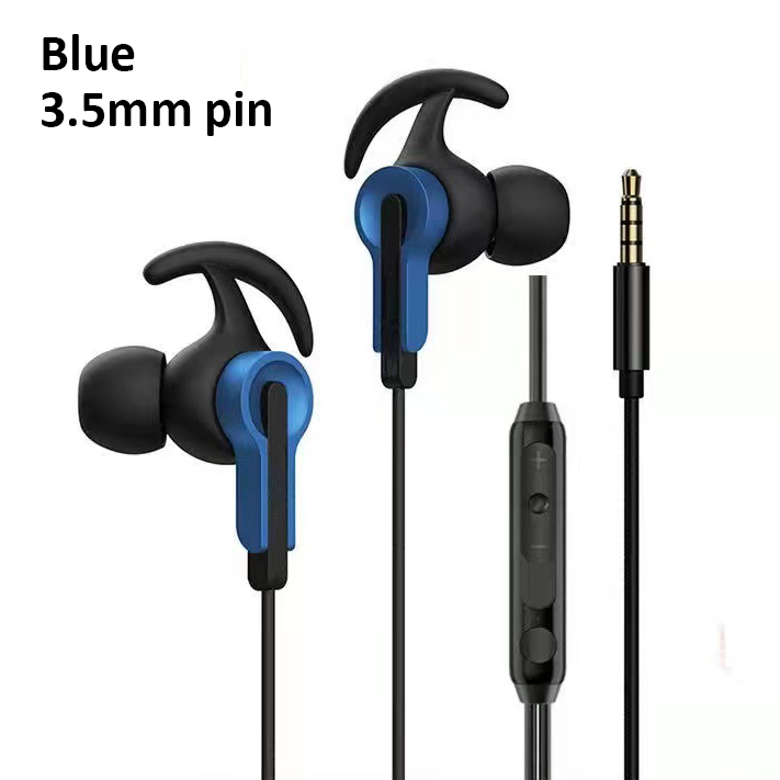 Auricolari da gioco cablati da 3,5 mm, auricolari audio analogici, cuffie cablate con microfono, auricolari sportivi stereo HiFi bassi, gioco senza ritardo: Blu