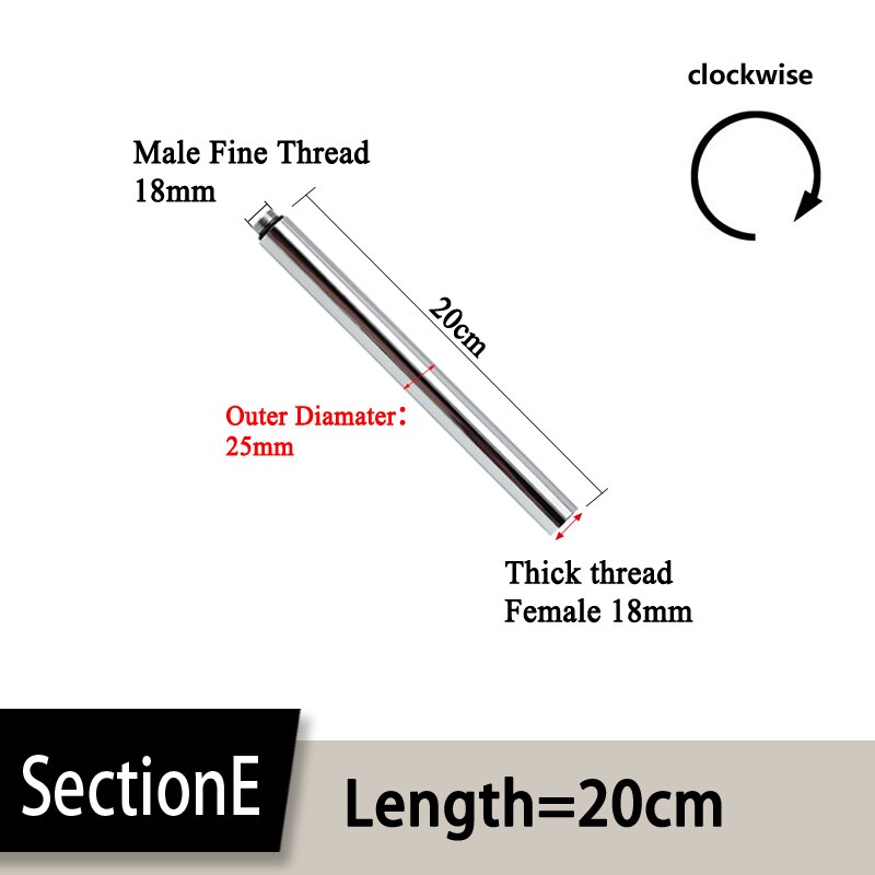 24mm/22mm/20mm 30/40cm Kupfer Überzug/Schwarz Dusche Verlängerung Stange ohne gewinde erhöaufgehängt dusche rohr verlängern Verlängerung rohr: E-Länge20cm